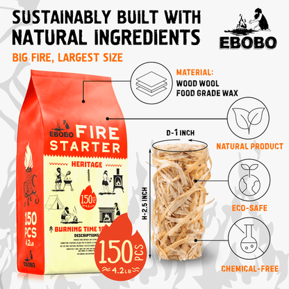 Wood Wool Fire Starter – 150 pcs